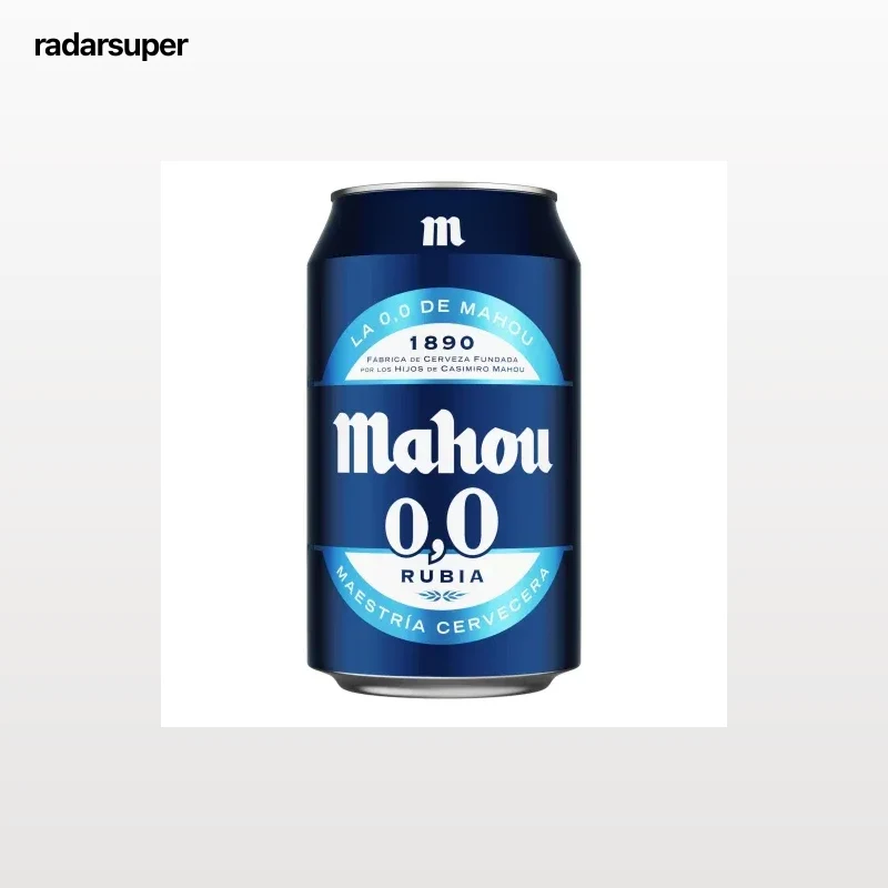 Cerveza rubia Mahou 0,0 lata 33 cl.