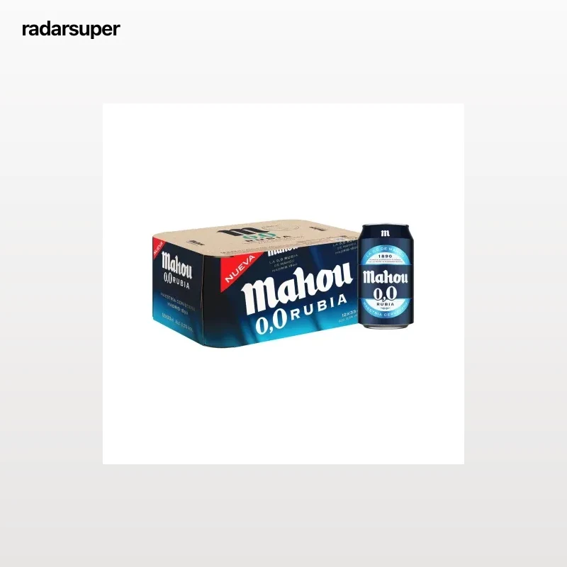 Cerveza rubia Mahou 0,0 pack 12 latas 33 cl.