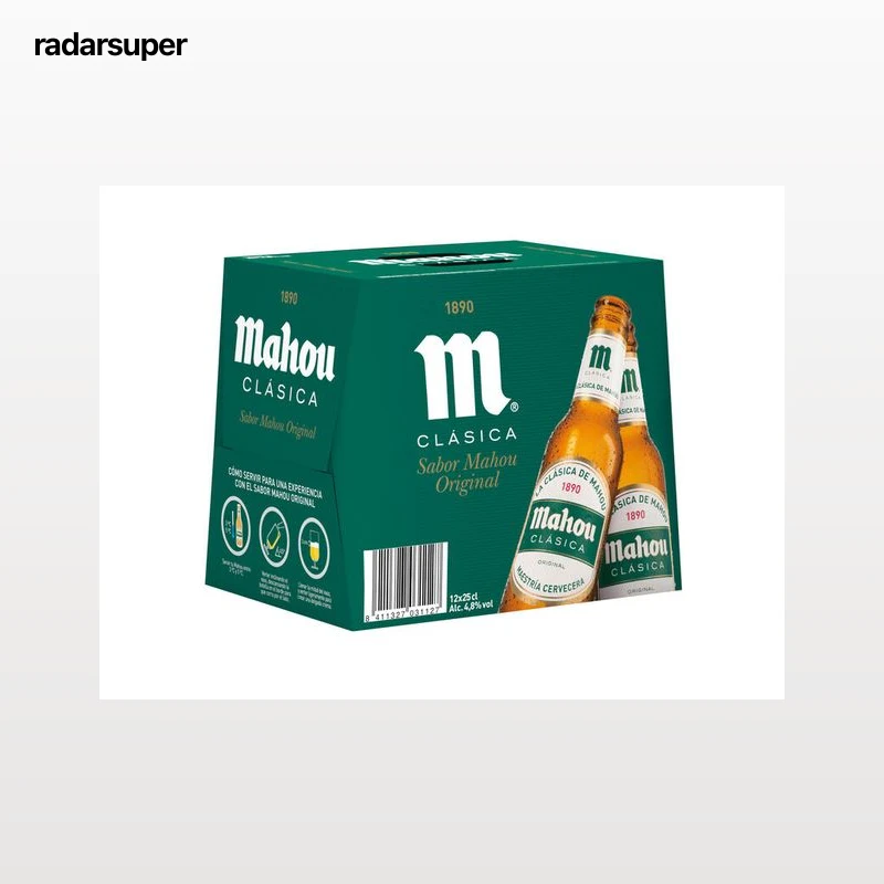 Cerveza rubia Mahou Clásica pack 12 botellas 25cl
