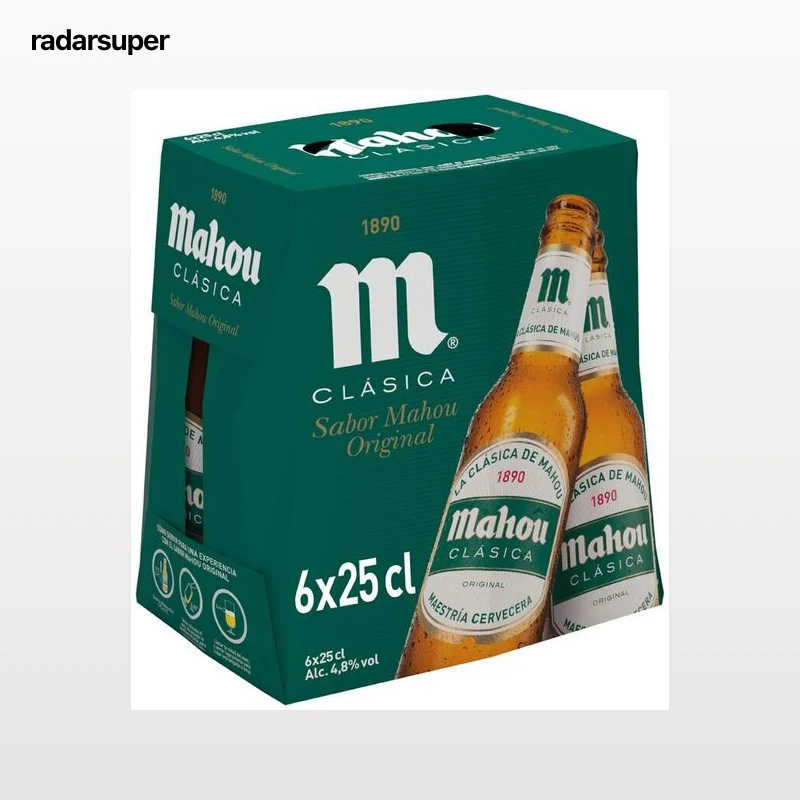 Cerveza rubia Mahou Clásica pack 6 botellas 25cl