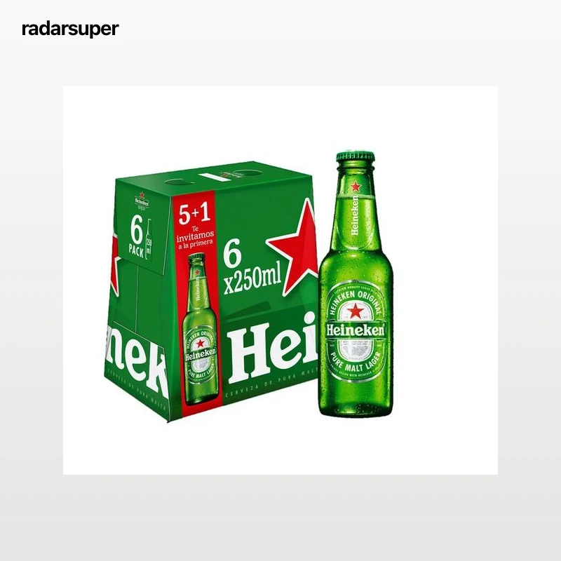 Cerveza rubia pack 5+1 Heineken 25cl