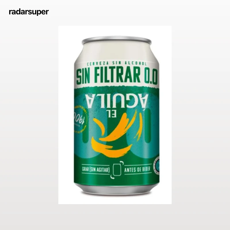 Cerveza rubia sin filtrar 0 0 El Aguila lata 33cl