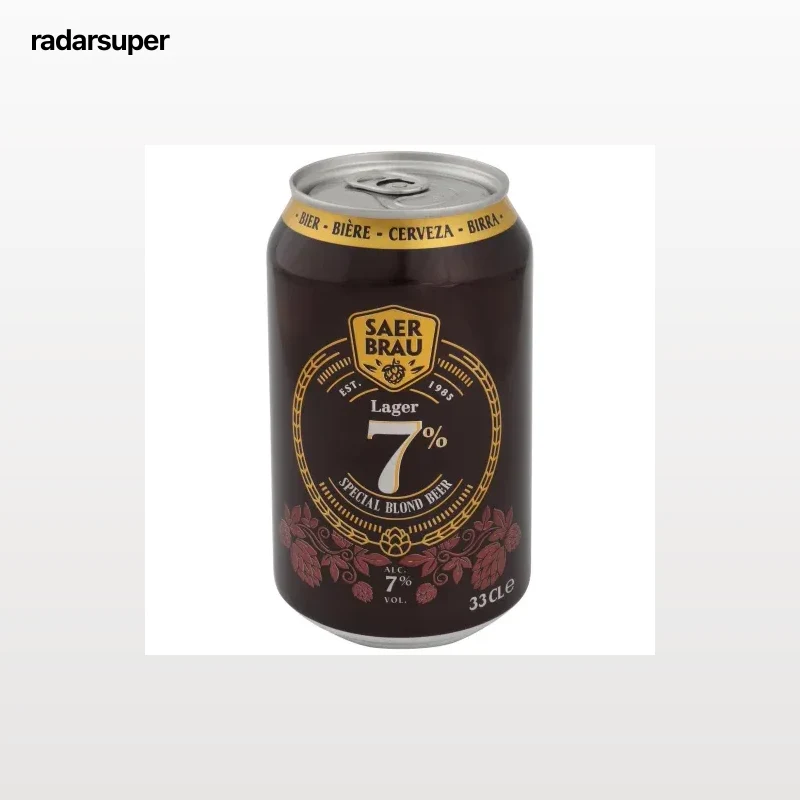 Cerveza Saer Brau lager 7% lata 33 cl.
