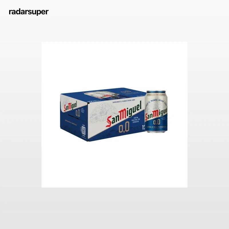 Cerveza San Miguel 0,0 sin alcohol pack 12 latas 33 cl.