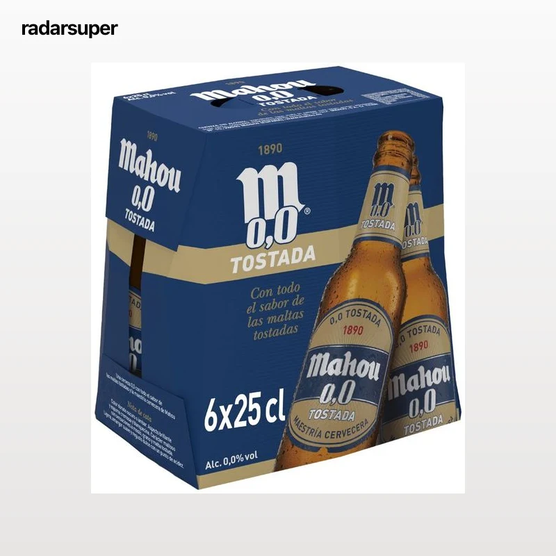Cerveza sin alcohol Mahou 00 Tostada pack 6 botellas 25cl