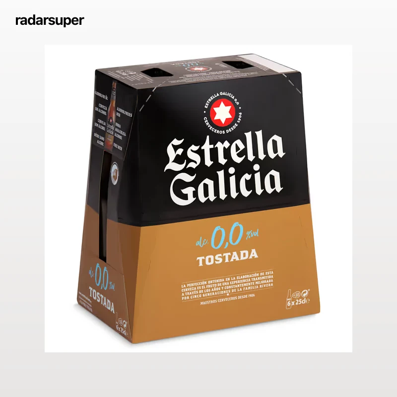 Cerveza tostada 0,0% alcohol Estrella Galicia pack 6 x 25 cl