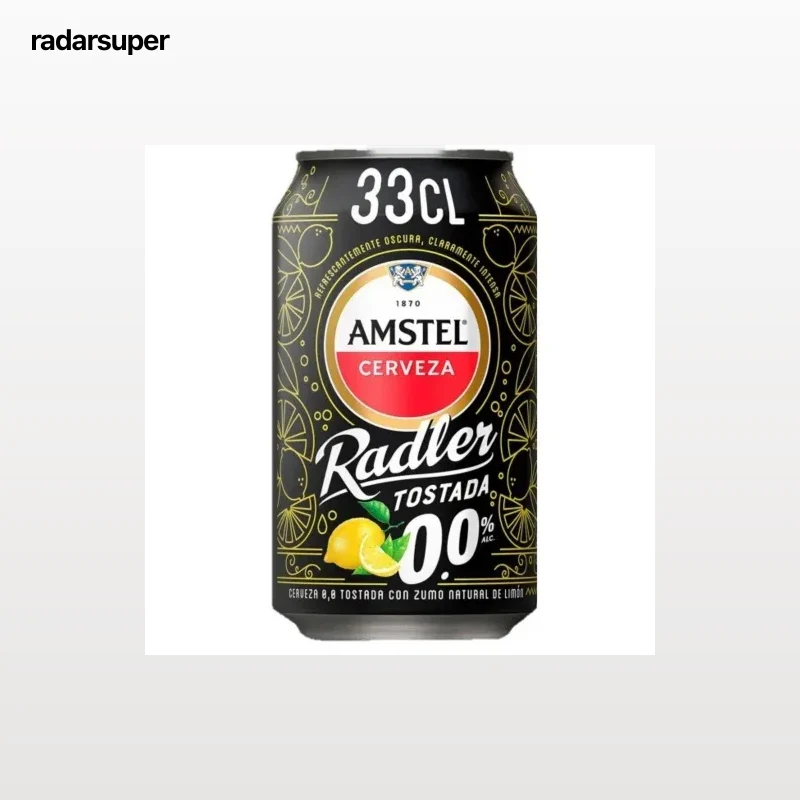 Cerveza tostada Amstel 0,0 Radler con limón lata 33 cl.