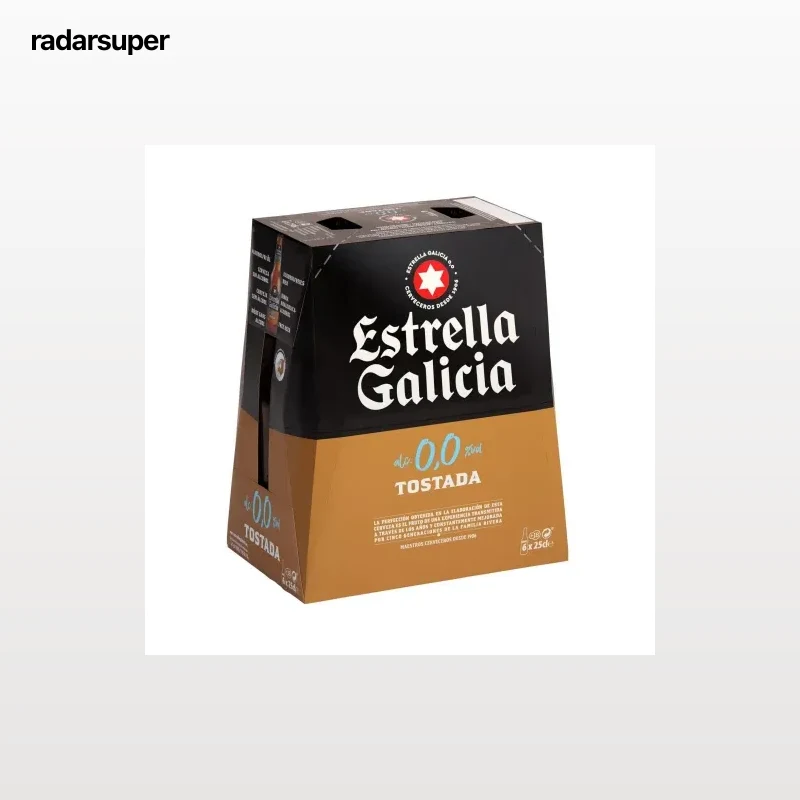 Cerveza tostada Estrella Galicia 0.0 alcohol pack 6 botellas 25 cl.
