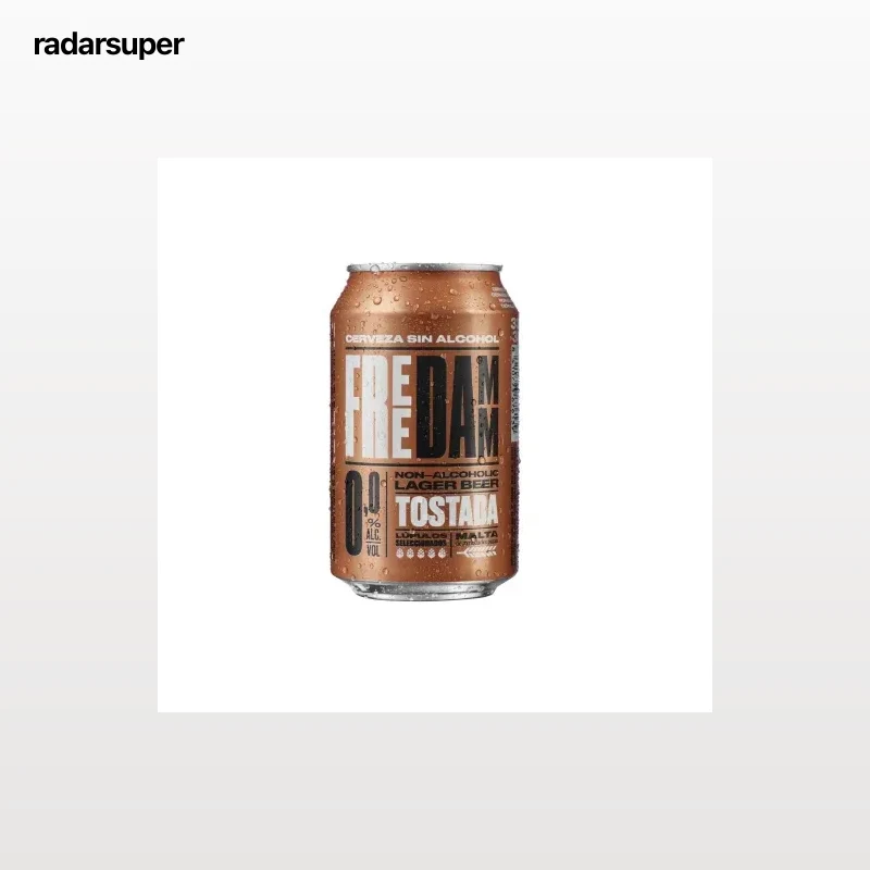 Cerveza tostada Free Damm 0.0 alcohol sin gluten lata 33 cl.