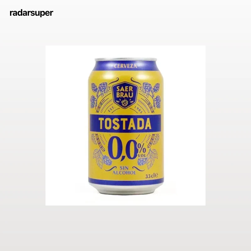 Cerveza tostada Saer Brau 0,0 sin alcohol lata 33 cl.