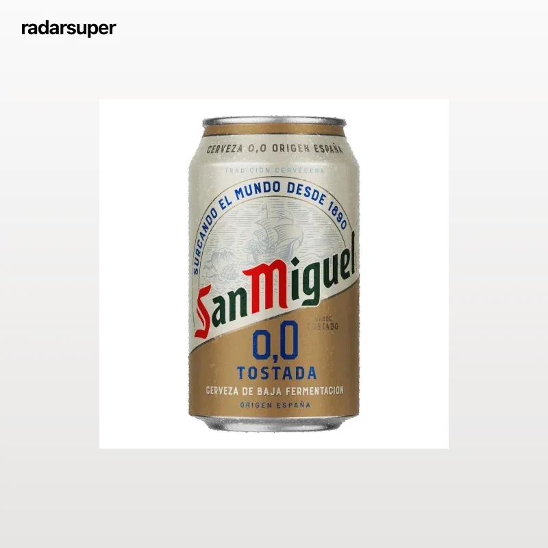 Cerveza tostada San Miguel 0,0 alcohol lata 33 cl.
