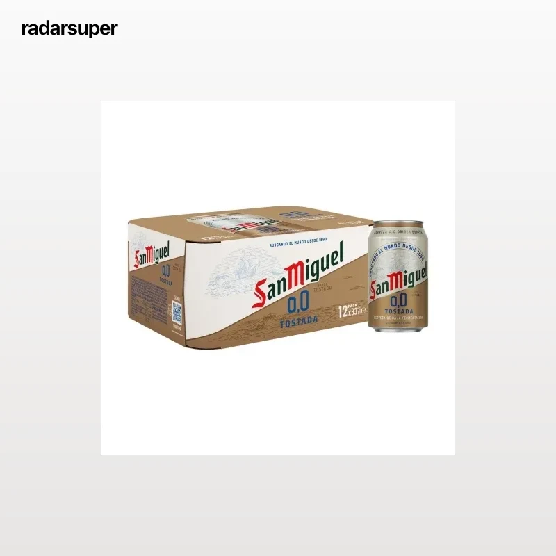 Cerveza tostada San Miguel 0,0 alcohol pack 12 latas 33 cl.