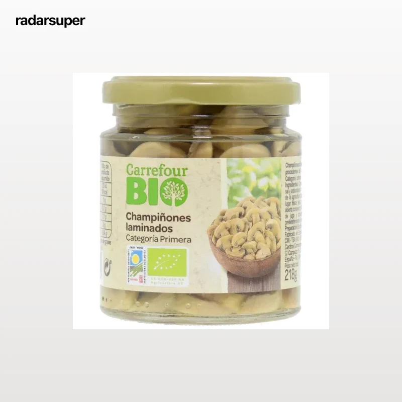 Champiñones laminados primera ecológico Carrefour Bio 124 g.