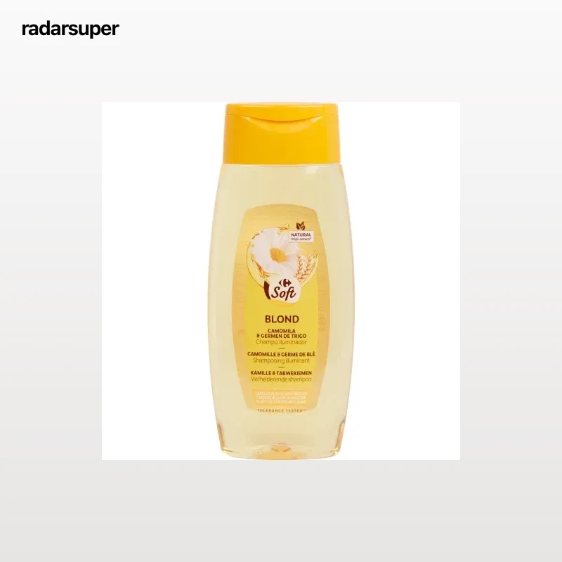 Champú camomila trigo cabello rubio Carrefour Soft 400 ml.