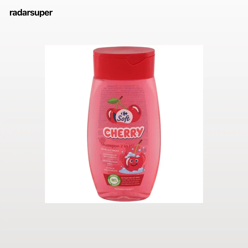 Champú cereza 2en1 Kids Carrefour Soft 250 ml.