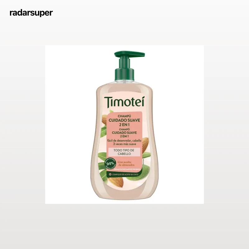 Champú cuidado suave 2en1 con aceite de almendras Timoteí 600 ml.