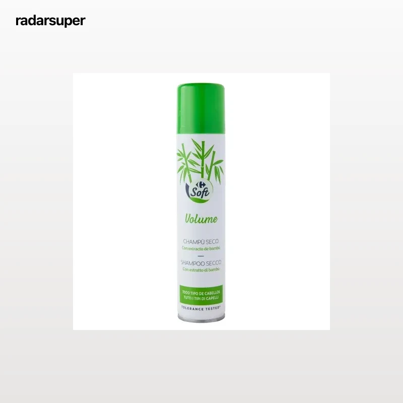 Champú en seco con extracto de bambú volumen Soft Carrefour 200 ml.