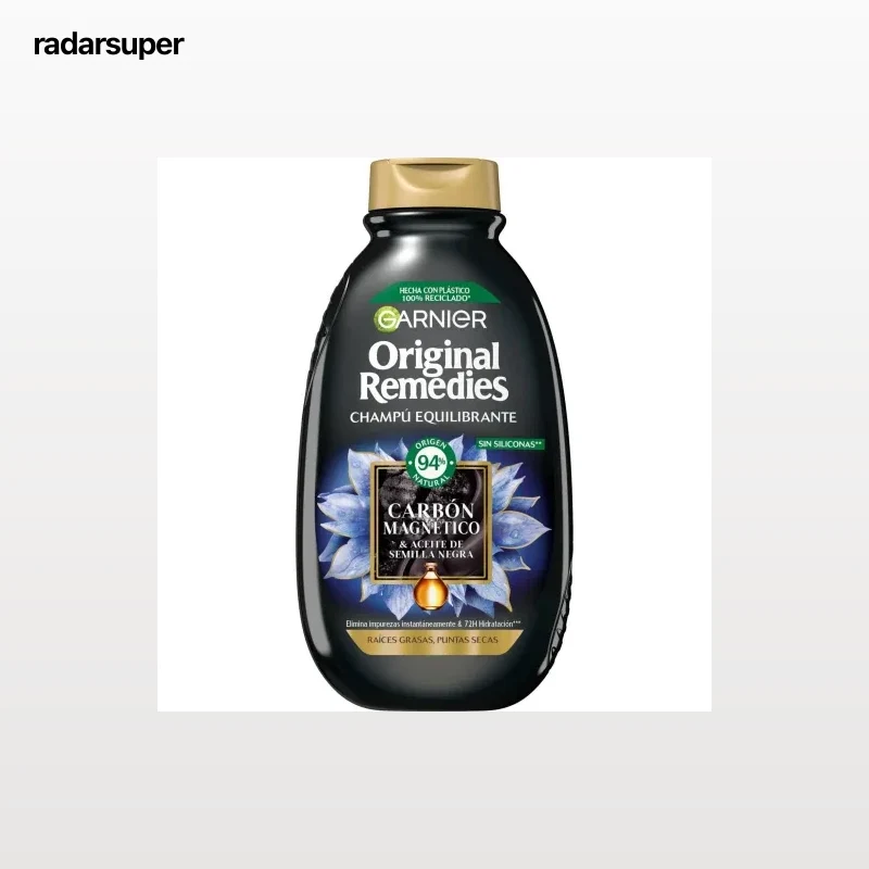 Champú equilibrante para pelo graso en raíz y seco en puntas carbón magnético Original Remedies Garnier 400 ml
