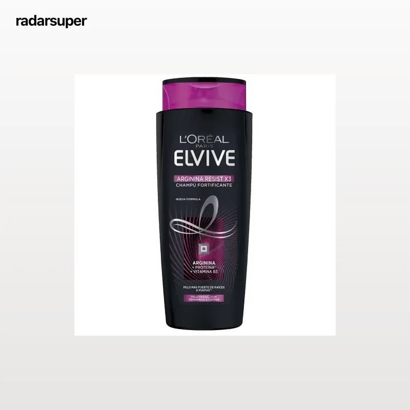 Champú fortificante arginina resist x3 para cabello frágil L'Oréal-Elvive 690 ml.