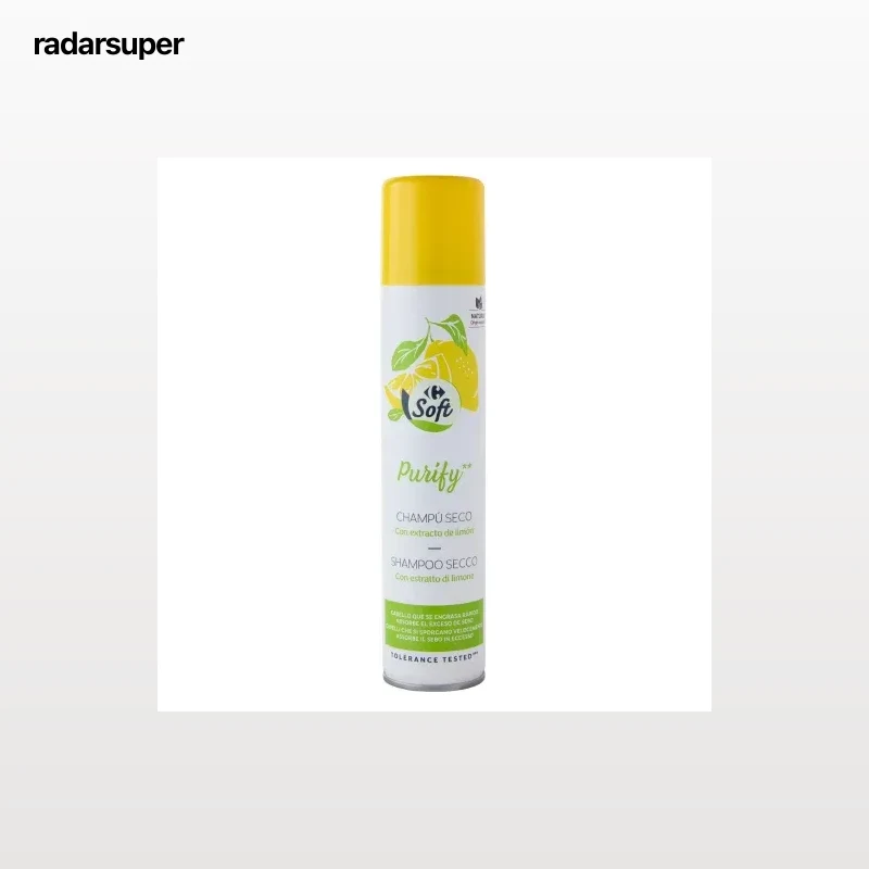 Champú seco con extracto de limón Purify Soft Carrefour 200 ml.