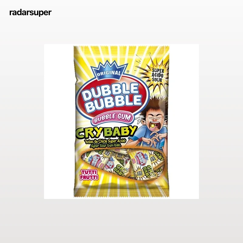 Chicle hinchable sabor tutti frutti Cry Baby Dubble Bubble sin gluten 85 g.