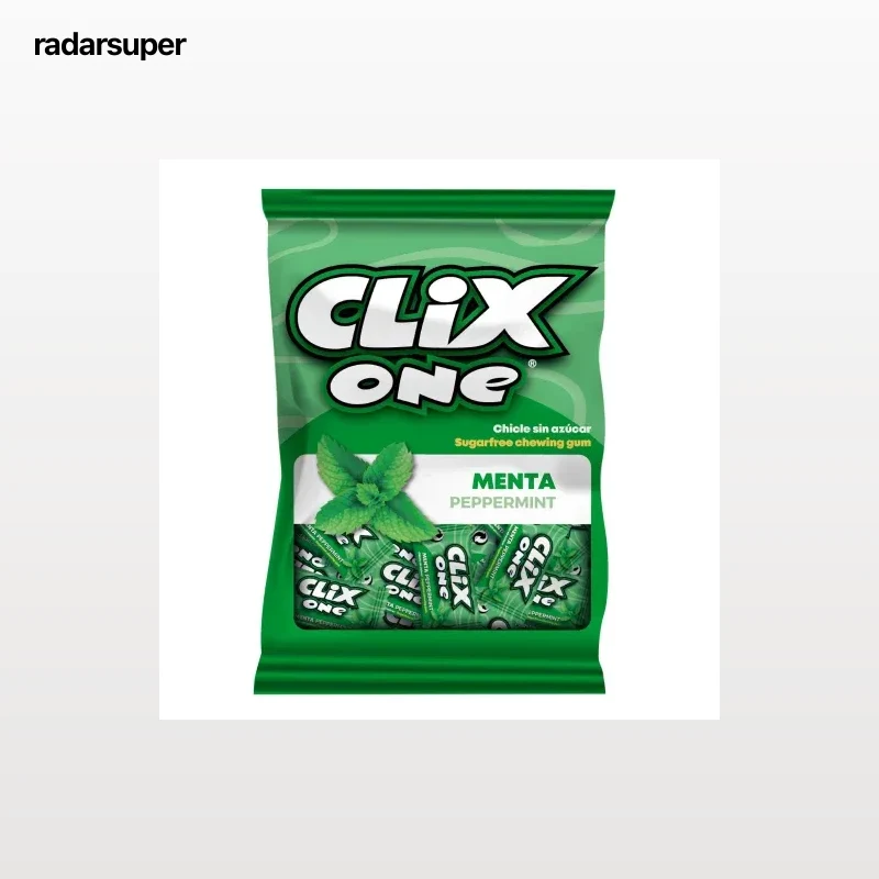 Chicle sabor a menta Clix One sin gluten y sin azúcar 50 g.