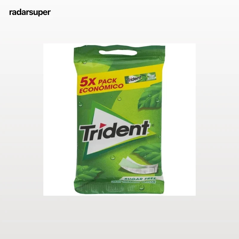 Chicles de hierbabuena Trident pack de 5 unidades de 13,5 g.