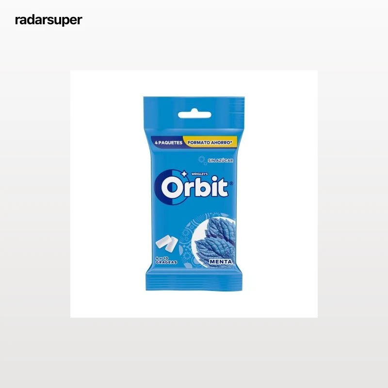 Chicles de menta sin azúcar Orbit pack de 4 paquetes de 14 g.
