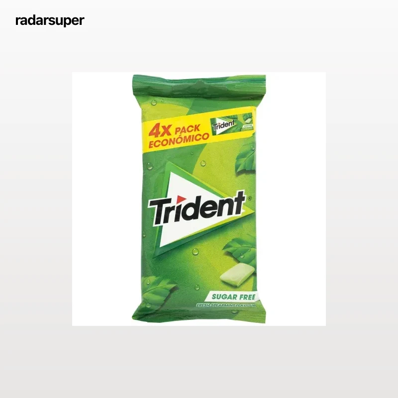 Chicles sabor clorofila Trident sin azúcar pack de 4 unidades de 14 g.