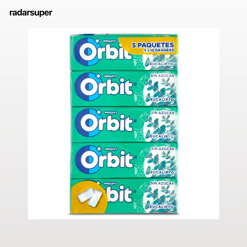 Chicles sabor eucalipto sin azúcar Orbit 5 unidades