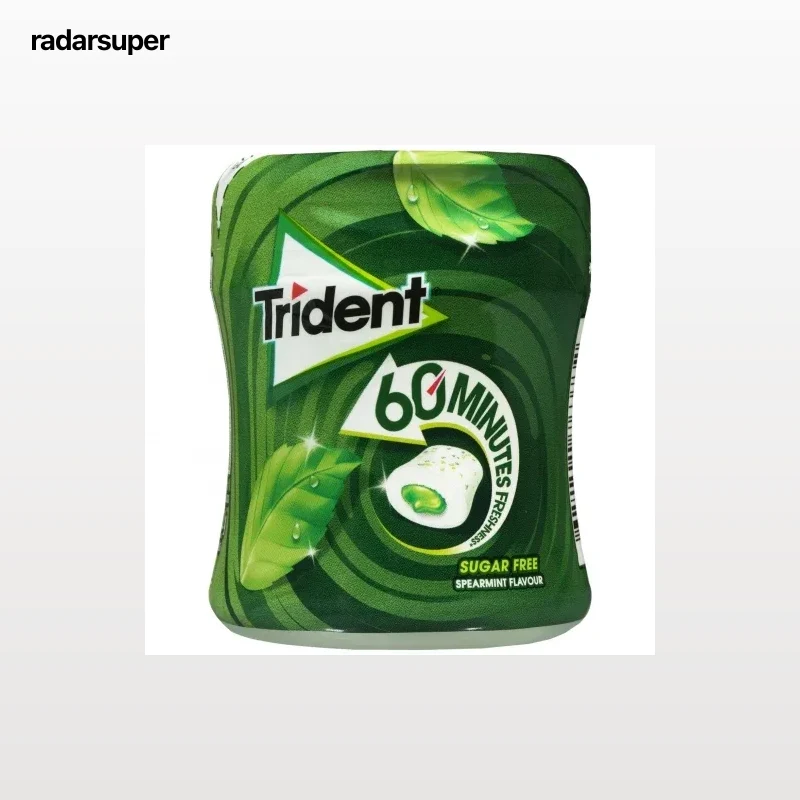 Chicles sabor hierbabuena 60 Minutos Trident sin azúcar 68,2 g.