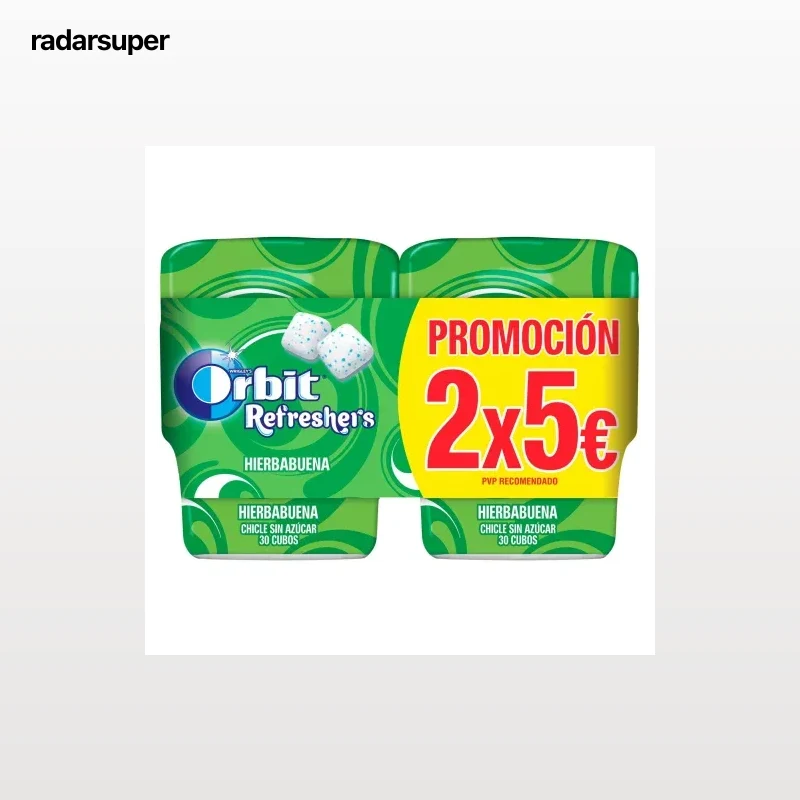 Chicles sabor hierbabuena Orbit sin azúcar packde 2 unidades de 67 g.