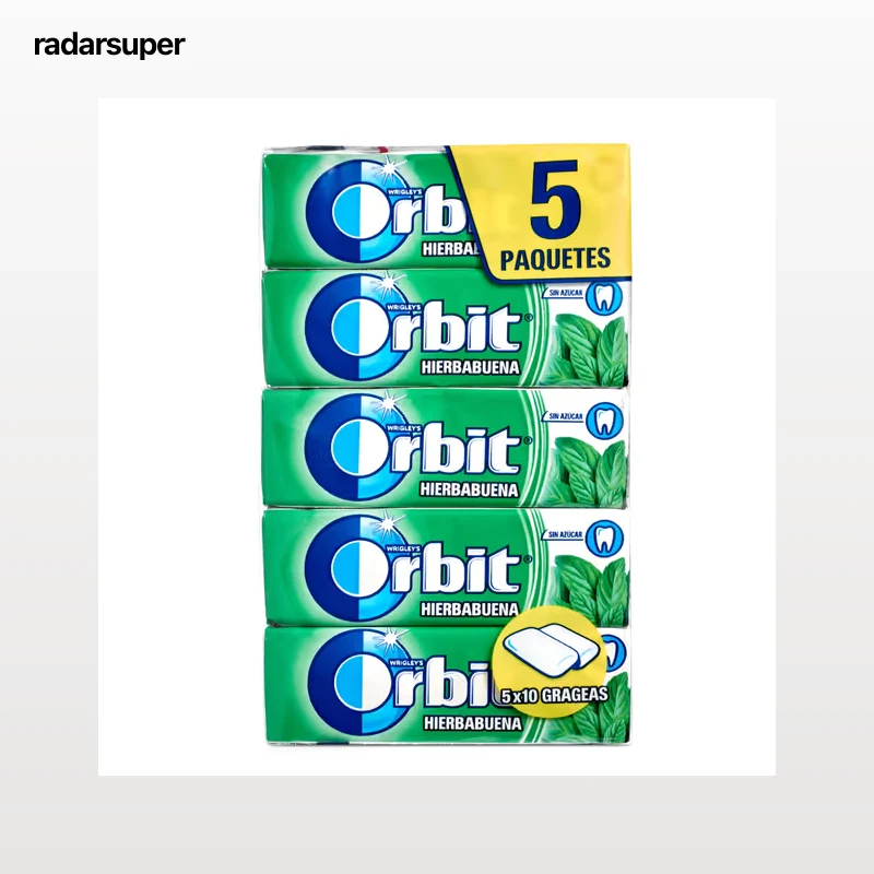 Chicles sabor hierbabuena sin azúcar Orbit 5 unidades