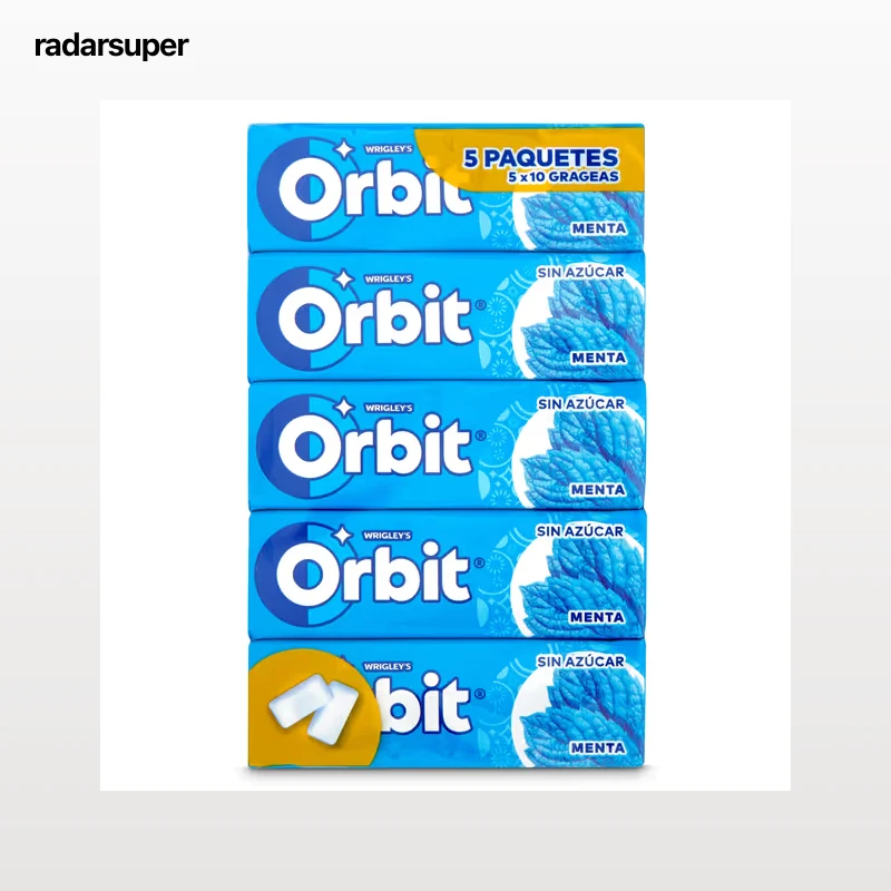 Chicles sabor menta sin azúcar Orbit 5 unidades