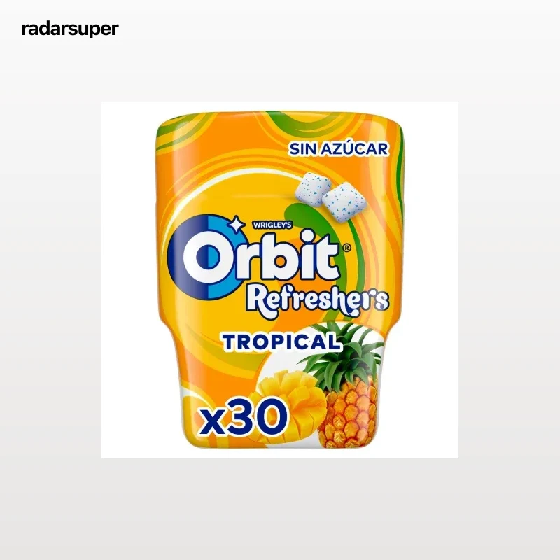 Chicles sabor tropical Refreshers Orbit sin azúcar 67 g.
