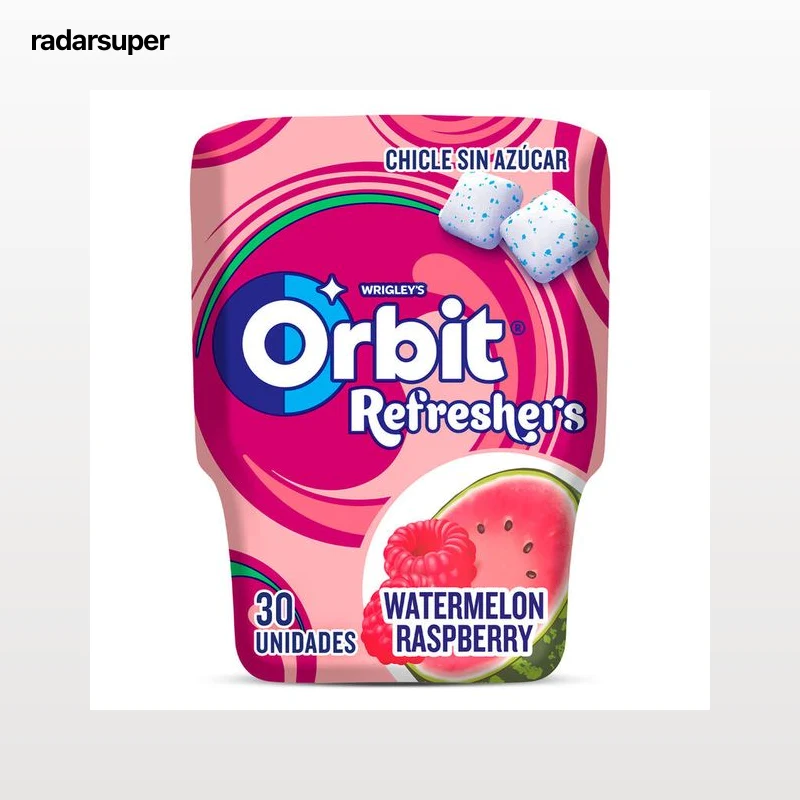 Chicles sin azúcar de sandía y frambuesa Orbit 67g 30 unidades