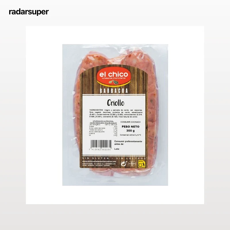 EL CHICO Barbacoa Chorizos criollos especiales para barbaboa, plancha y grill 300 g.