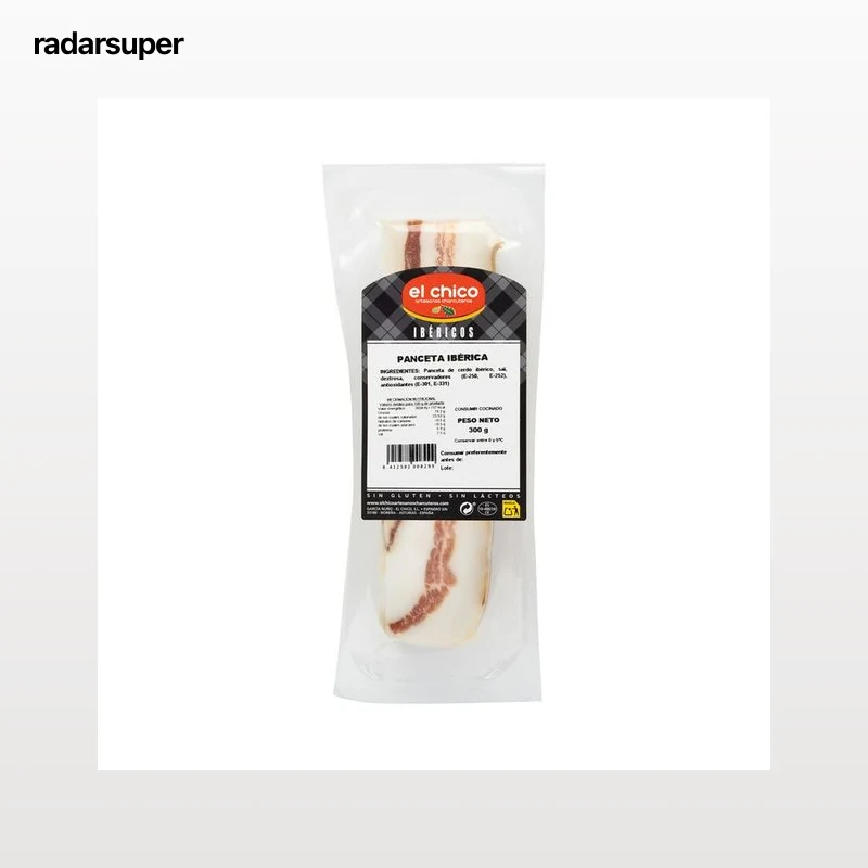 EL CHICO Ibéricos Panceta de cerdo ibérico, envasada al vacio 300 g.