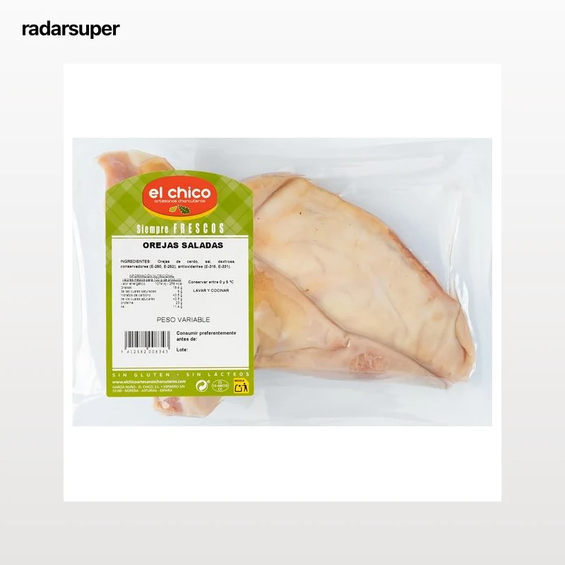 EL CHICO Orejas saladas de cerdo, sin gluten ni lacteos envasadas al vacio