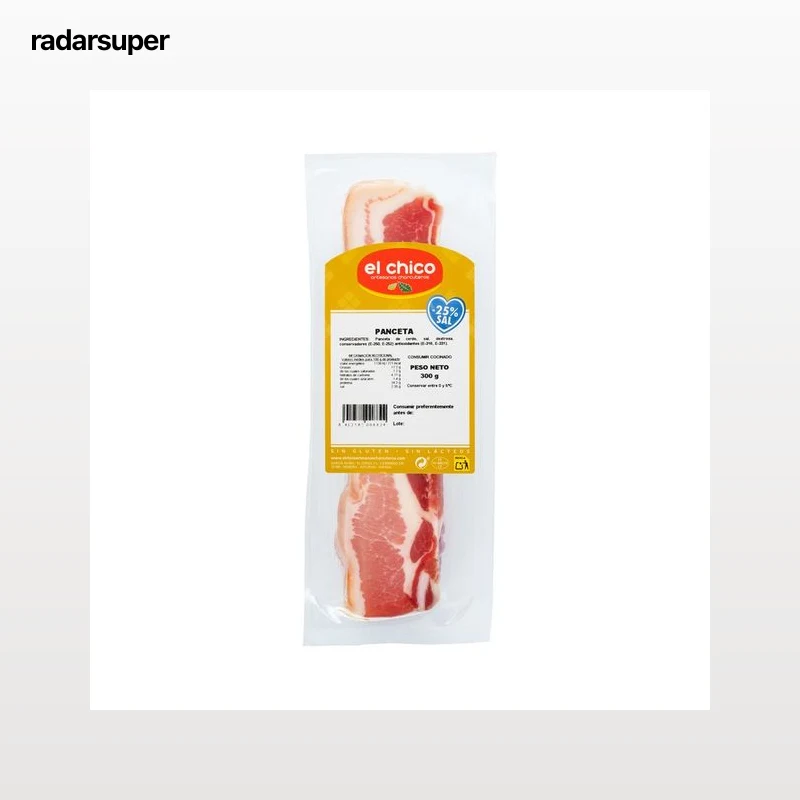 EL CHICO Panceta baja en sal (25% menos), sin gluten ni lacteos 300 g.