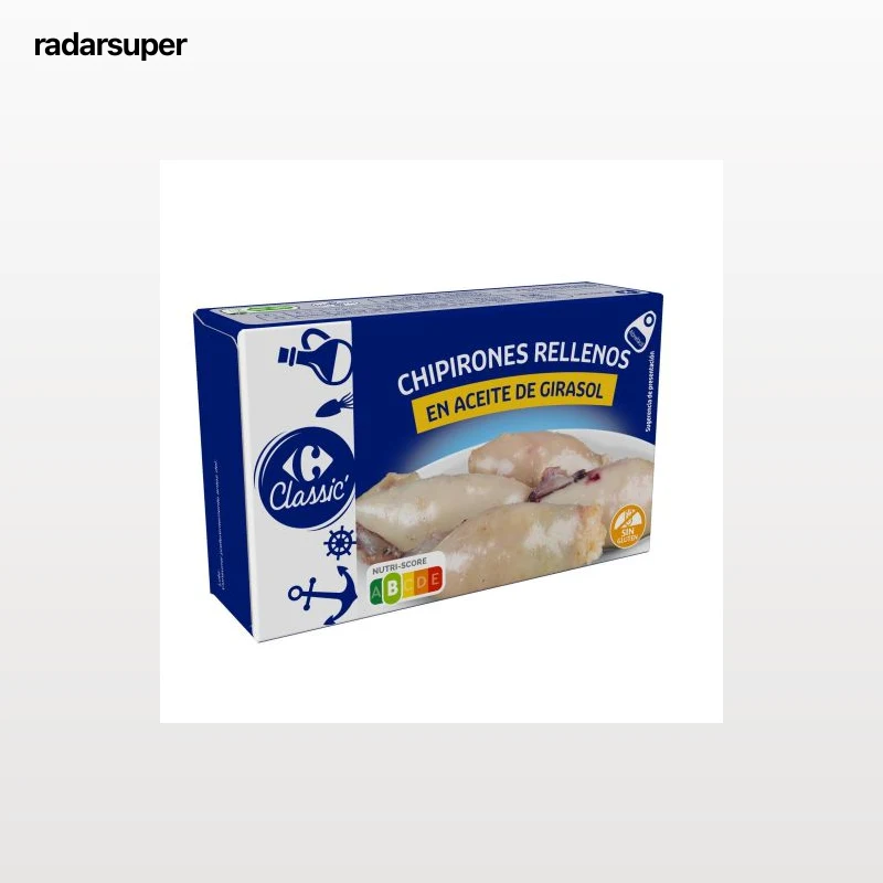 Chipirones rellenos en aceite de girasol Classic Carrefour 72 g.