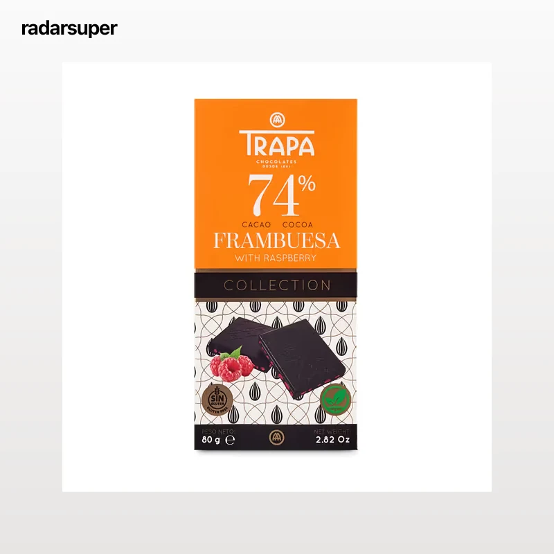 Chocolate 74% cacao con frambuesa Trapa 80 g