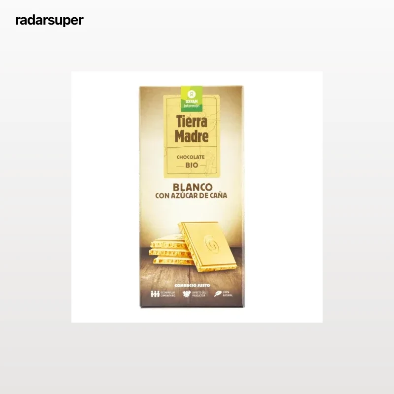 Chocolate blanco con azúcar de caña ecológico Intermón Oxfam 100 g.