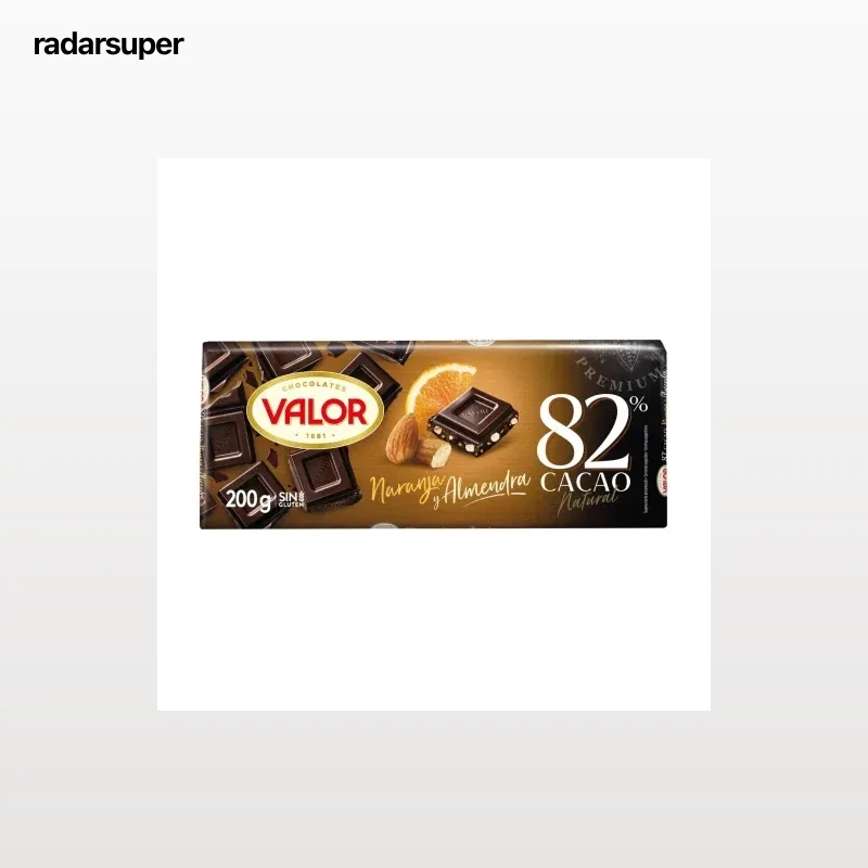 Chocolate con almendra y naranja troceada Valor sin gluten 200 g.