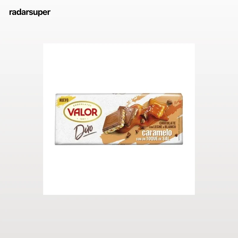 Chocolate con leche & blanco caramelo con toque de sal Valor 170 g.