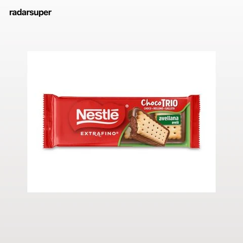 Chocolate con leche con relleno de avellana y galleta Nestlé Extrafino ChocoTrio 90 g.