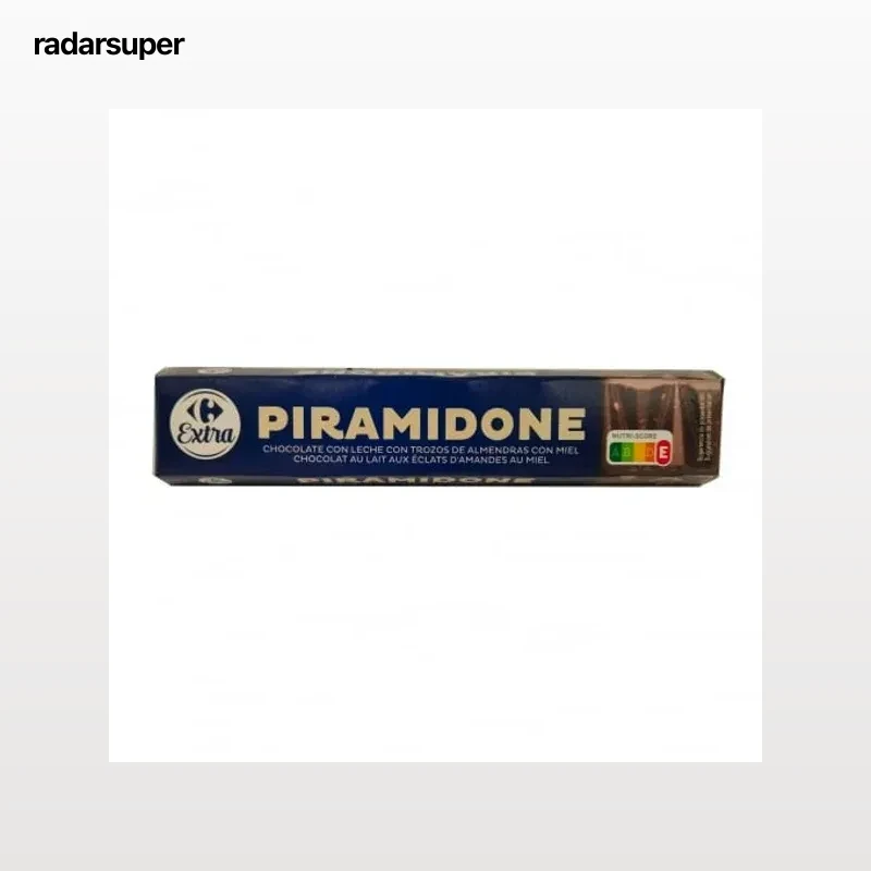 Chocolate con leche con trozos de almendras con miel Piramidone Carrefour Extra 100 g.