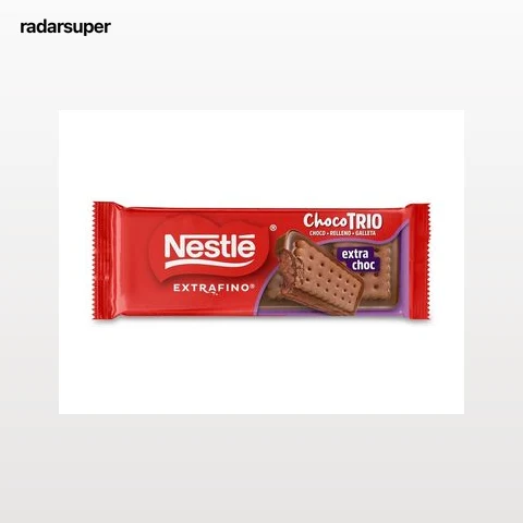 Chocolate con leche relleno de crema de chocolate y galleta Nestlé Extrafino ChocoTrio 90 g.