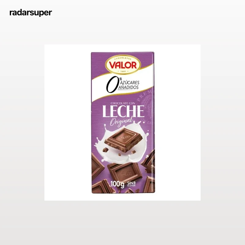 Chocolate con leche sin azúcares añadidos Valor sin gluten 100 g.
