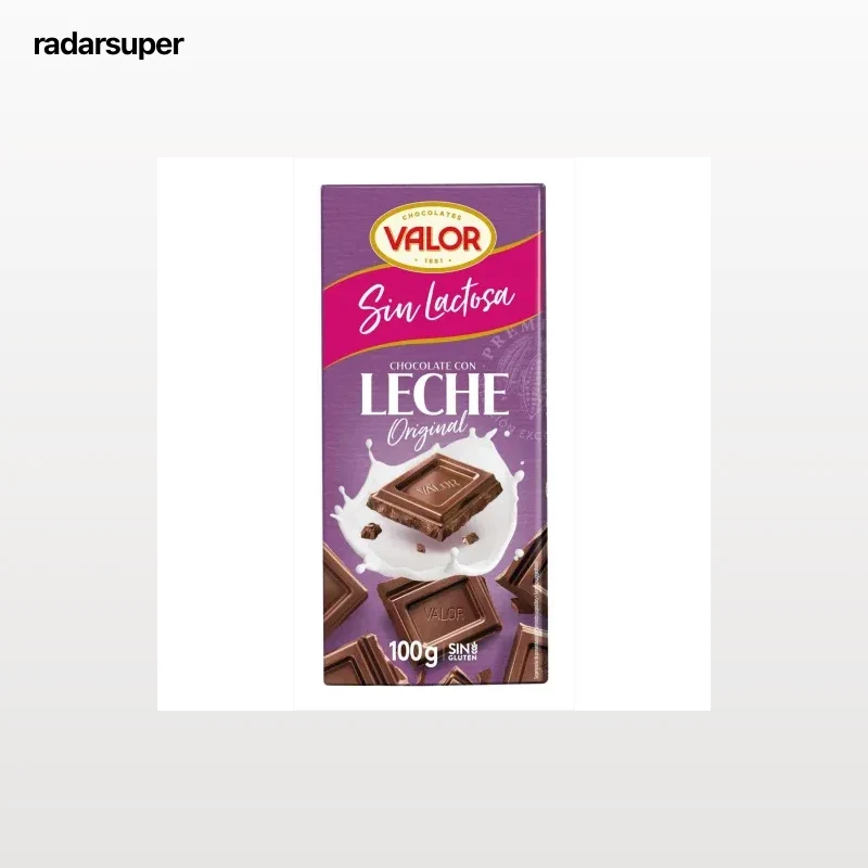 Chocolate con leche Valor sin gluten y sin lactosa 100 g.
